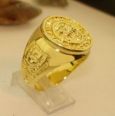 Anel Da Ordem Dos Cavaleiros Templarios Banho Ouro Cod 1621